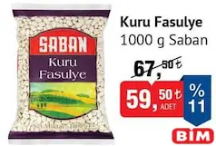 SABAN KURU FASULYE 1000 G fiyat ve kampanya bilgisi